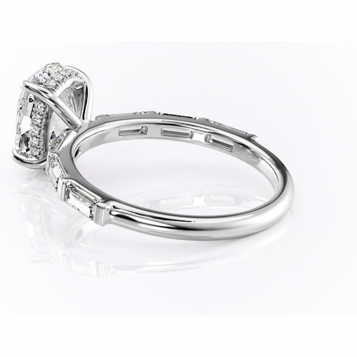 Inel de logodnă Beatrice din aur Alb 14kt cu moissanite tăietură ovală – Montură cu canal rafinată pentru profil înalt | Personalizează și configurează gratuit online [5]