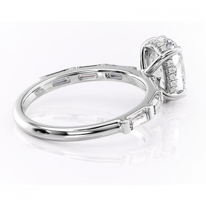 Inel de logodnă Beatrice din aur Alb 14kt cu moissanite tăietură ovală – Montură cu canal rafinată pentru profil înalt | Personalizează și configurează gratuit online [3]