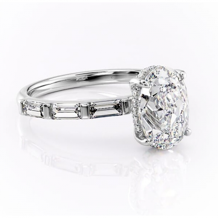 Inel de logodnă Beatrice din aur Alb 14kt cu moissanite tăietură ovală – Montură cu canal rafinată pentru profil înalt | Personalizează și configurează gratuit online [1]