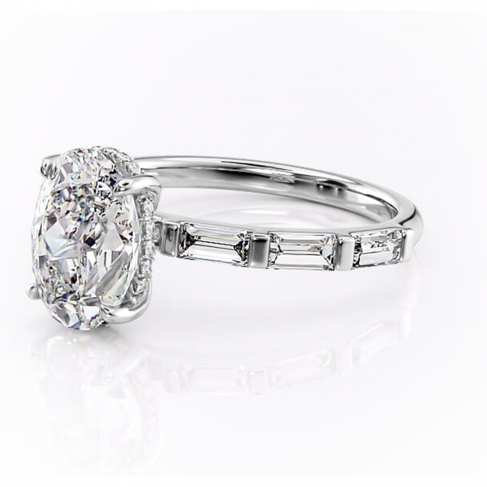 Inel de logodnă Beatrice din aur Alb 14kt cu moissanite tăietură ovală – Montură cu canal rafinată pentru profil înalt | Personalizează și configurează gratuit online [7]