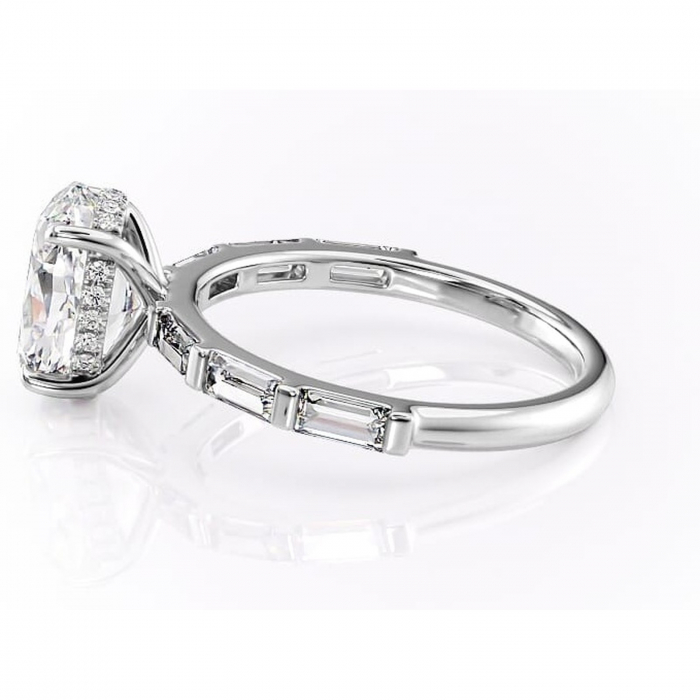 Inel de logodnă Beatrice din aur Alb 14kt cu moissanite tăietură ovală – Montură cu canal rafinată pentru profil înalt | Personalizează și configurează gratuit online [6]