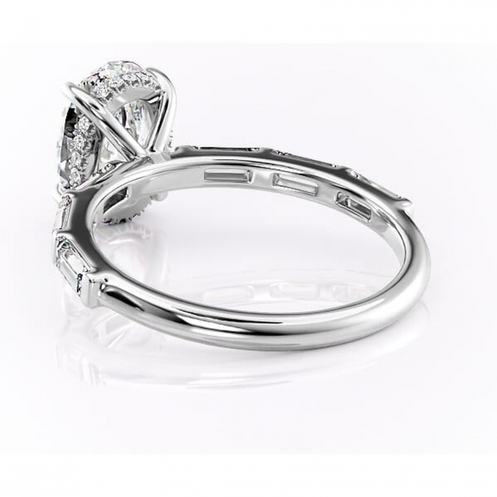 Inel de logodnă Beatrice din aur Alb 14kt cu moissanite tăietură ovală – Montură cu canal rafinată pentru profil înalt | Personalizează și configurează gratuit online [4]