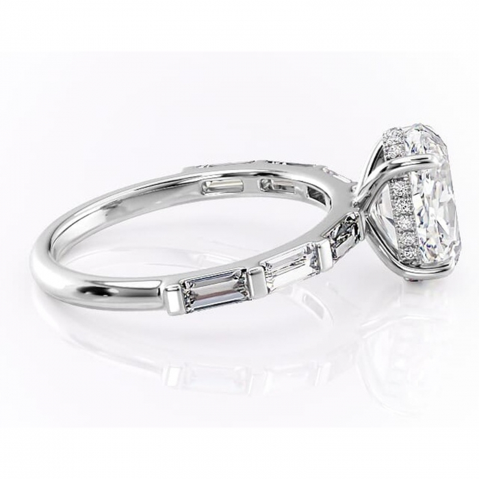 Inel de logodnă Beatrice din aur Alb 14kt cu moissanite tăietură ovală – Montură cu canal rafinată pentru profil înalt | Personalizează și configurează gratuit online [2]