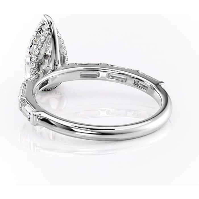 Inel de logodnă Beatrice din aur Alb 14kt cu moissanite tăietură pară – Montură cu canal rafinată pentru profil înalt | Personalizează și configurează gratuit online [4]