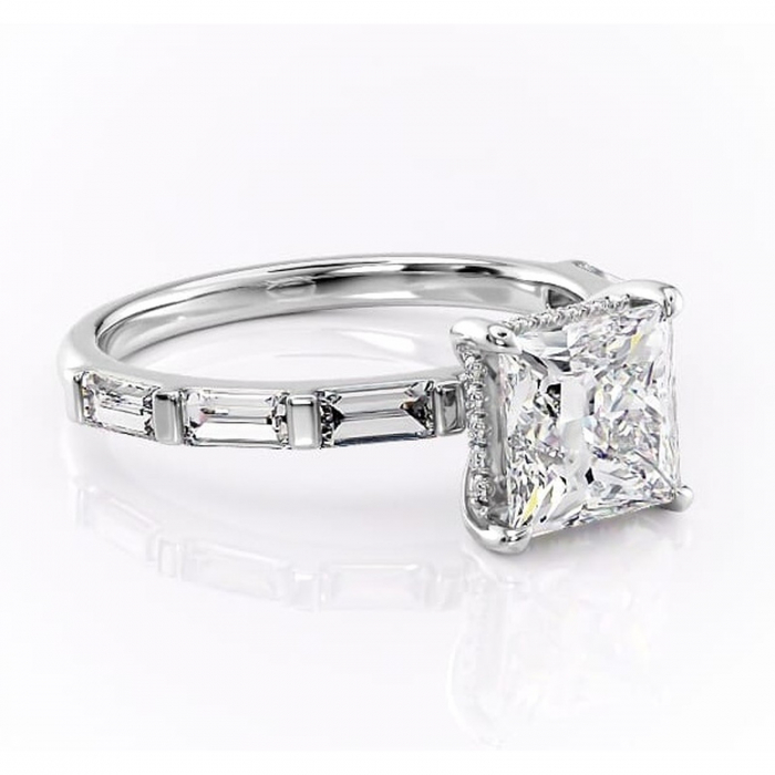 Inel de logodnă Beatrice din aur Alb 14kt cu moissanite tăietură princess – Montură cu canal rafinată pentru profil înalt | Personalizează și configurează gratuit online [1]