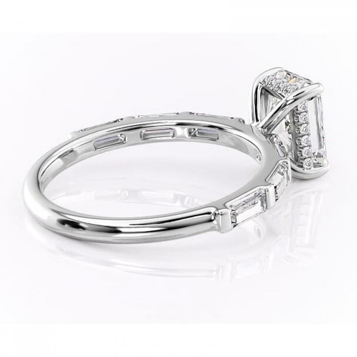 Inel de logodnă Beatrice din aur Alb 14kt cu moissanite tăietură radiantă – Montură cu canal rafinată pentru profil înalt | Personalizează și configurează gratuit online [3]