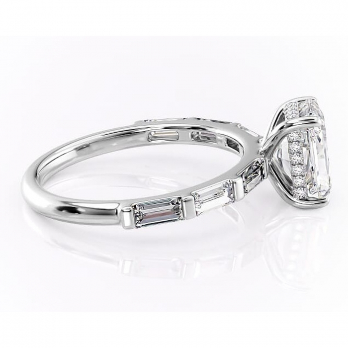 Inel de logodnă Beatrice din aur Alb 14kt cu moissanite tăietură radiantă – Montură cu canal rafinată pentru profil înalt | Personalizează și configurează gratuit online [2]