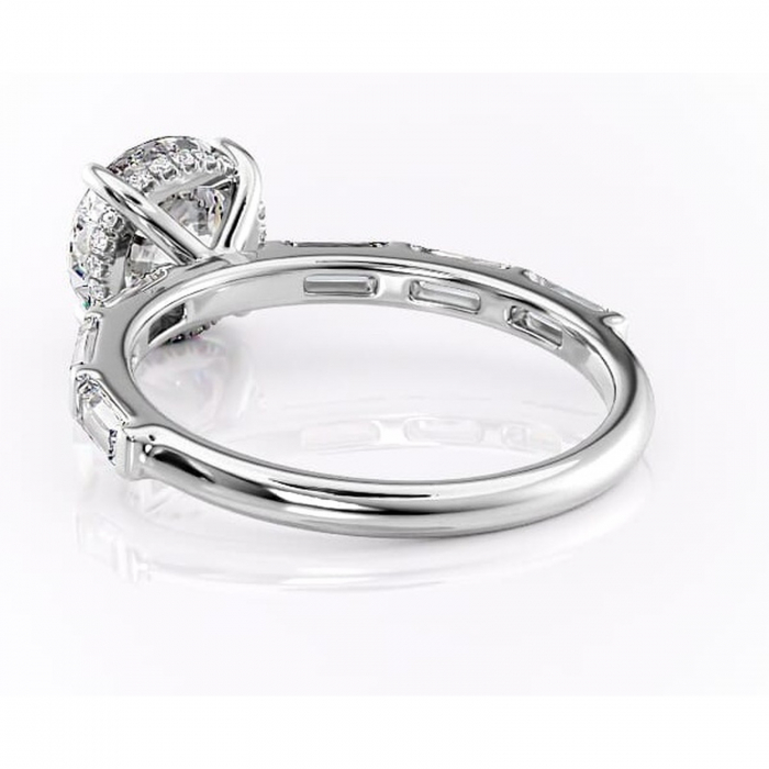 Inel de logodnă Beatrice din aur Alb 14kt cu moissanite tăietură rotundă – Montură cu canal rafinată pentru profil înalt | Personalizează și configurează gratuit online [4]