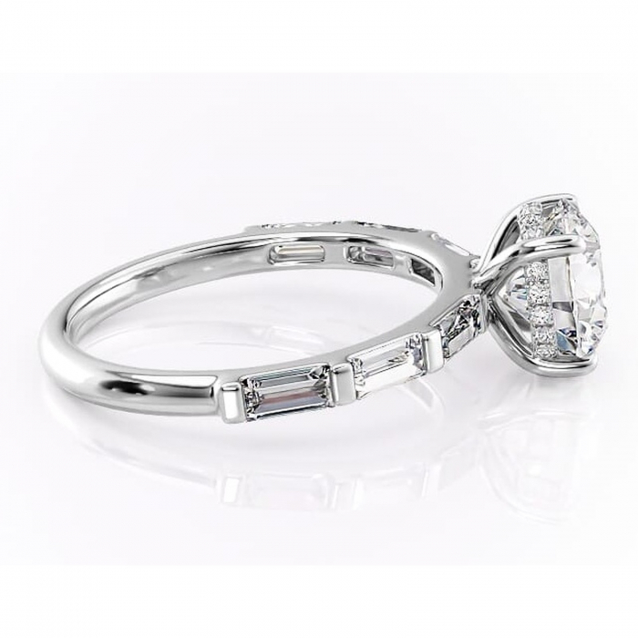Inel de logodnă Beatrice din aur Alb 14kt cu moissanite tăietură rotundă – Montură cu canal rafinată pentru profil înalt | Personalizează și configurează gratuit online [2]