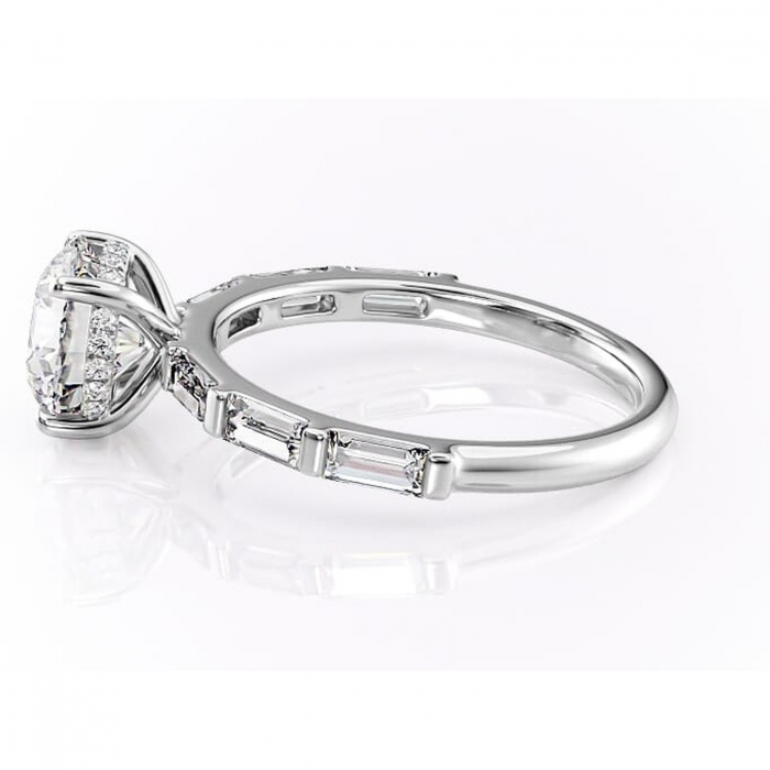 Inel de logodnă Beatrice din aur Alb 14kt cu moissanite tăietură rotundă – Montură cu canal rafinată pentru profil înalt | Personalizează și configurează gratuit online [6]