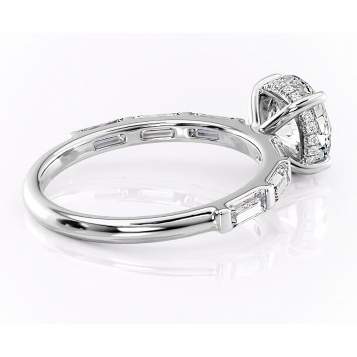 Inel de logodnă Beatrice din aur Alb 14kt cu moissanite tăietură rotundă – Montură cu canal rafinată pentru profil înalt | Personalizează și configurează gratuit online [3]