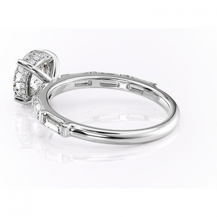 Inel de logodnă Beatrice din aur Alb 14kt cu moissanite tăietură rotundă – Montură cu canal rafinată pentru profil înalt | Personalizează și configurează gratuit online [5]