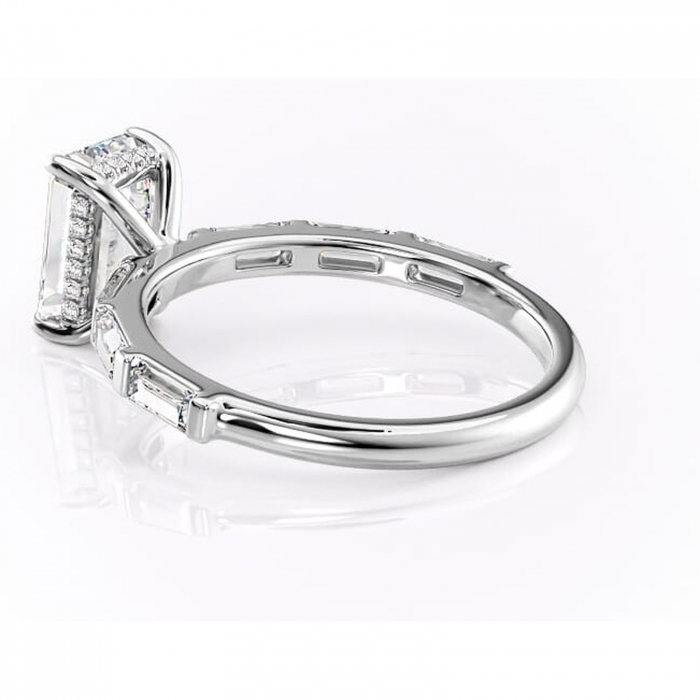 Inel de logodnă Beatrice din aur Alb 14kt cu moissanite tăietură smarald – Montură cu canal rafinată pentru profil înalt | Personalizează și configurează gratuit online [5]