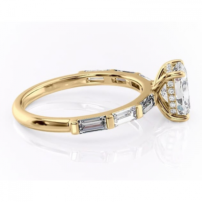 Inel de logodnă Beatrice din aur Galben 14kt cu moissanite tăietură asscher – Montură cu canal rafinată pentru profil înalt | Personalizează și configurează gratuit online [2]