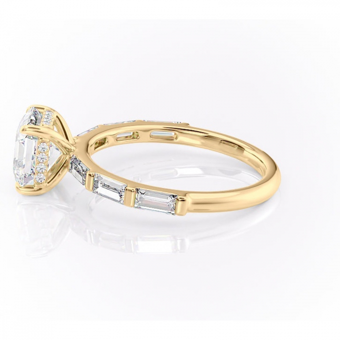 Inel de logodnă Beatrice din aur Galben 18kt cu moissanite tăietură asscher – Montură cu canal rafinată pentru profil înalt | Personalizează și configurează gratuit online [6]