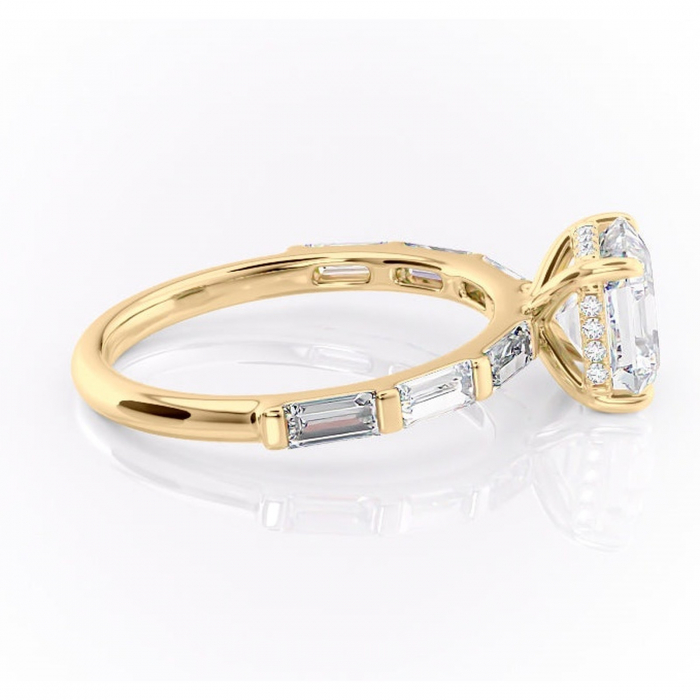 Inel de logodnă Beatrice din aur Galben 18kt cu moissanite tăietură asscher – Montură cu canal rafinată pentru profil înalt | Personalizează și configurează gratuit online [2]