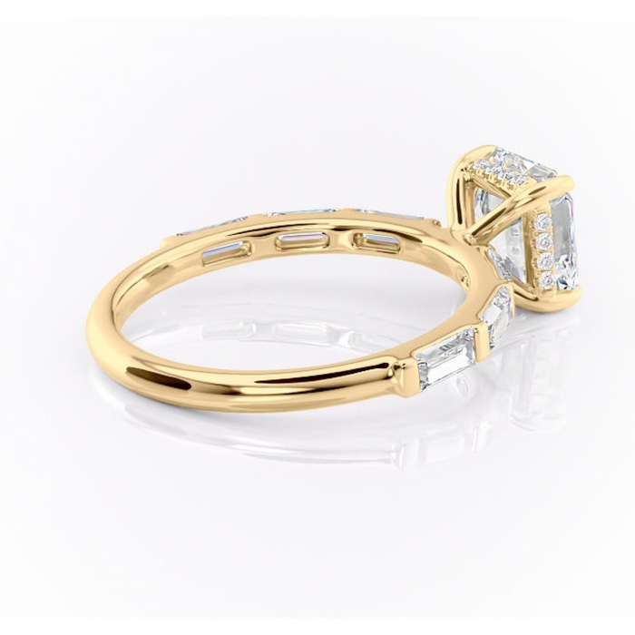 Inel de logodnă Beatrice din aur Galben 18kt cu moissanite tăietură asscher – Montură cu canal rafinată pentru profil înalt | Personalizează și configurează gratuit online [3]