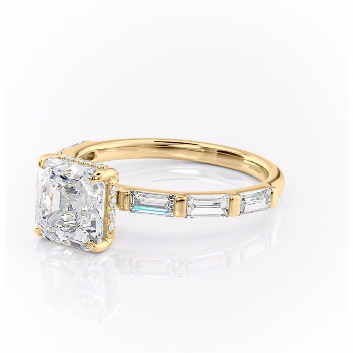 Inel de logodnă Beatrice din aur Galben 18kt cu moissanite tăietură asscher – Montură cu canal rafinată pentru profil înalt | Personalizează și configurează gratuit online [7]