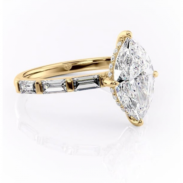 Inel de logodnă Beatrice din aur Galben 14kt cu moissanite tăietură marquise – Montură cu canal rafinată pentru profil înalt | Personalizează și configurează gratuit online [1]