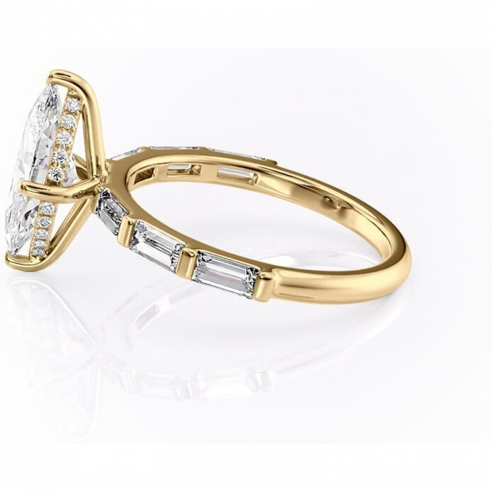 Inel de logodnă Beatrice din aur Galben 14kt cu moissanite tăietură marquise – Montură cu canal rafinată pentru profil înalt | Personalizează și configurează gratuit online [6]