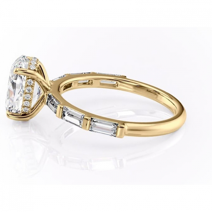 Inel de logodnă Beatrice din aur Galben 14kt cu moissanite tăietură ovală – Montură cu canal rafinată pentru profil înalt | Personalizează și configurează gratuit online [6]
