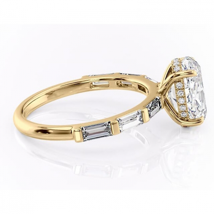 Inel de logodnă Beatrice din aur Galben 14kt cu moissanite tăietură ovală – Montură cu canal rafinată pentru profil înalt | Personalizează și configurează gratuit online [2]