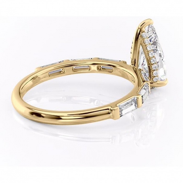 Inel de logodnă Beatrice din aur Galben 18kt cu moissanite tăietură pară – Montură cu canal rafinată pentru profil înalt | Personalizează și configurează gratuit online [3]