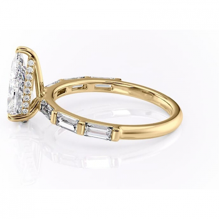 Inel de logodnă Beatrice din aur Galben 18kt cu moissanite tăietură pară – Montură cu canal rafinată pentru profil înalt | Personalizează și configurează gratuit online [6]