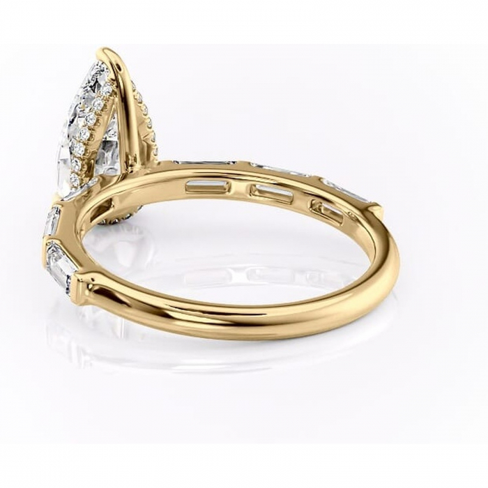Inel de logodnă Beatrice din aur Galben 18kt cu moissanite tăietură pară – Montură cu canal rafinată pentru profil înalt | Personalizează și configurează gratuit online [4]