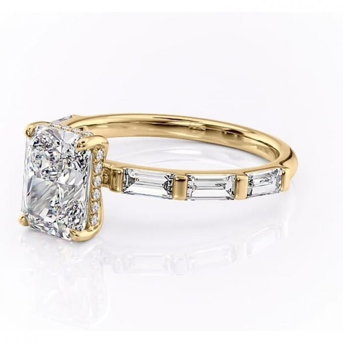 Inel de logodnă Beatrice din aur Galben 18kt cu moissanite tăietură radiantă – Montură cu canal rafinată pentru profil înalt | Personalizează și configurează gratuit online [7]