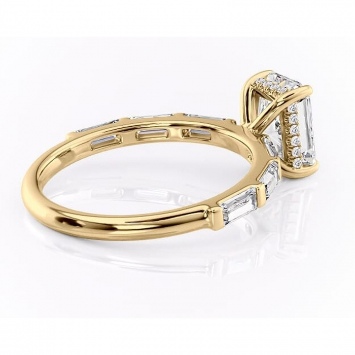 Inel de logodnă Beatrice din aur Galben 18kt cu moissanite tăietură radiantă – Montură cu canal rafinată pentru profil înalt | Personalizează și configurează gratuit online [3]