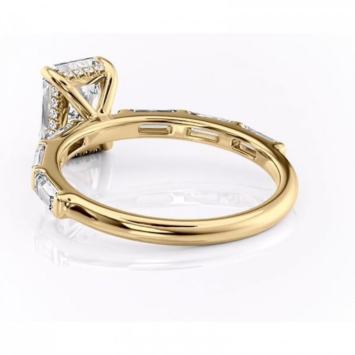 Inel de logodnă Beatrice din aur Galben 18kt cu moissanite tăietură radiantă – Montură cu canal rafinată pentru profil înalt | Personalizează și configurează gratuit online [4]