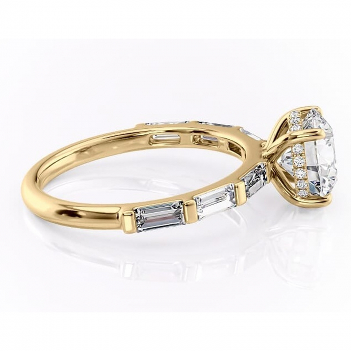 Inel de logodnă Beatrice din aur Galben 14kt cu moissanite tăietură rotundă – Montură cu canal rafinată pentru profil înalt | Personalizează și configurează gratuit online [2]