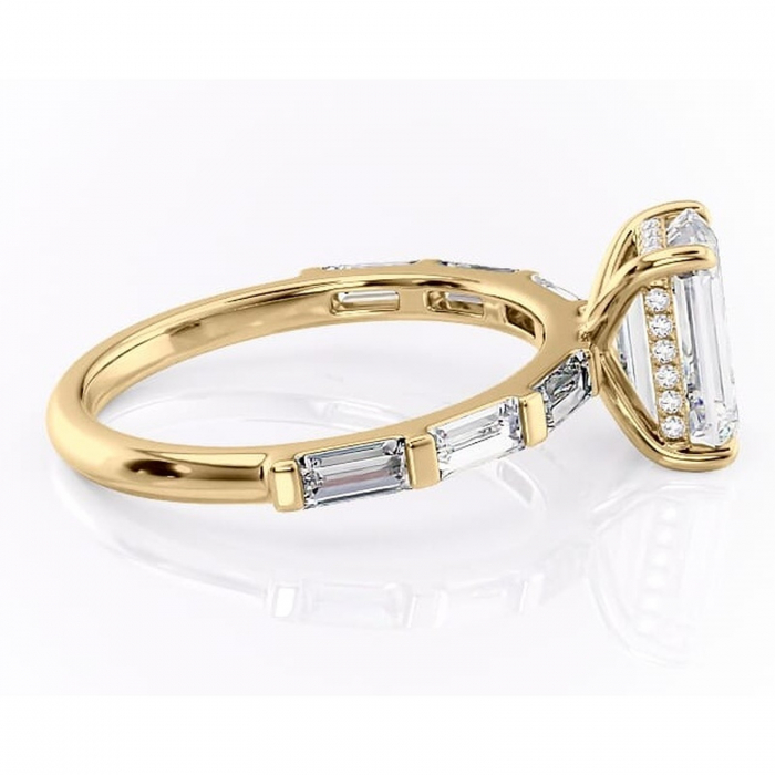 Inel de logodnă Beatrice din aur Galben 18kt cu moissanite tăietură smarald – Montură cu canal rafinată pentru profil înalt | Personalizează și configurează gratuit online [2]