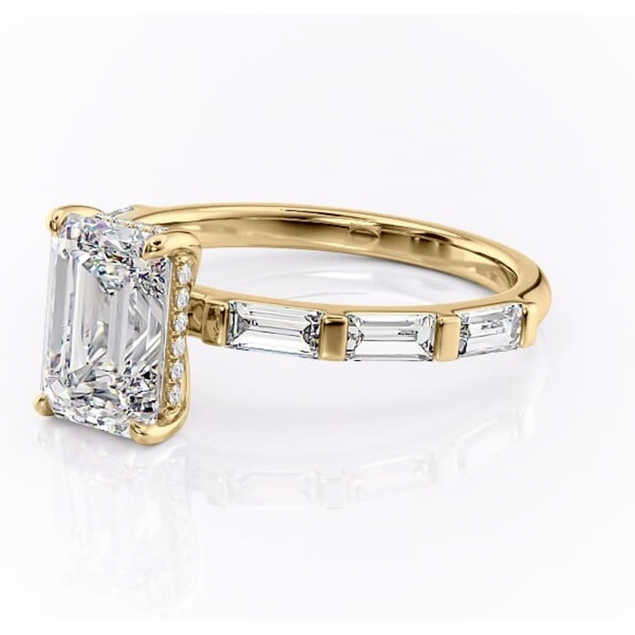 Inel de logodnă Beatrice din aur Galben 18kt cu moissanite tăietură smarald – Montură cu canal rafinată pentru profil înalt | Personalizează și configurează gratuit online [7]