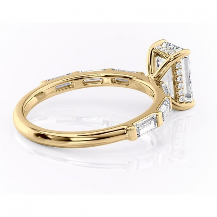 Inel de logodnă Beatrice din aur Galben 18kt cu moissanite tăietură smarald – Montură cu canal rafinată pentru profil înalt | Personalizează și configurează gratuit online [3]