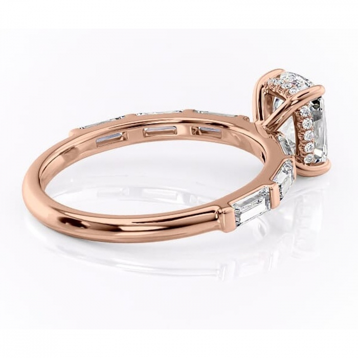 Inel de logodnă Beatrice din aur Rose 14kt cu moissanite tăietură asscher – Montură cu canal rafinată pentru profil înalt | Personalizează și configurează gratuit online [3]