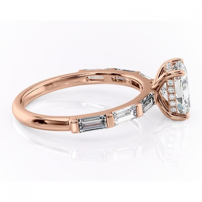 Inel de logodnă Beatrice din aur Rose 14kt cu moissanite tăietură asscher – Montură cu canal rafinată pentru profil înalt | Personalizează și configurează gratuit online [2]