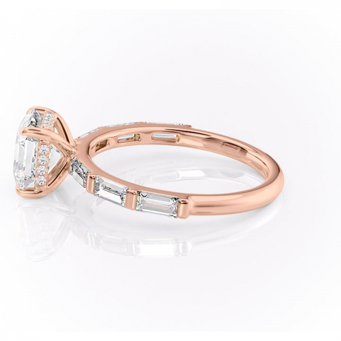 Inel de logodnă Beatrice din aur Rose 14kt cu moissanite tăietură asscher – Montură cu canal rafinată pentru profil înalt | Personalizează și configurează gratuit online [6]