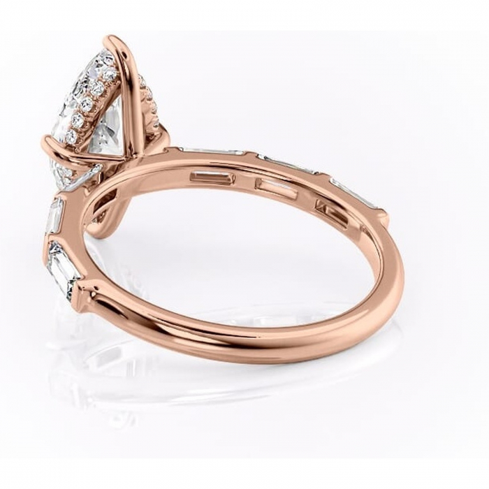 Inel de logodnă Beatrice din aur Rose 14kt cu moissanite tăietură marquise – Montură cu canal rafinată pentru profil înalt | Personalizează și configurează gratuit online [4]