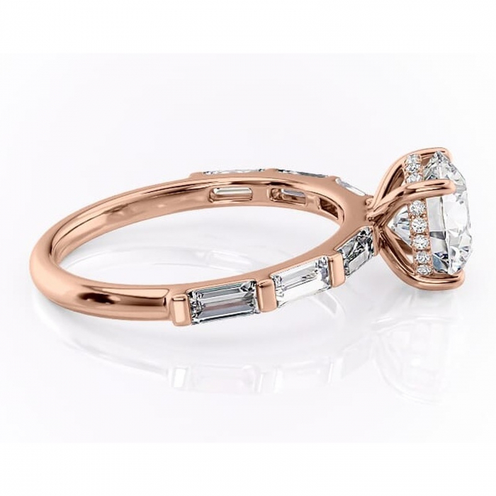 Inel de logodnă Beatrice din aur Rose 14kt cu moissanite tăietură rotundă – Montură cu canal rafinată pentru profil înalt | Personalizează și configurează gratuit online [2]