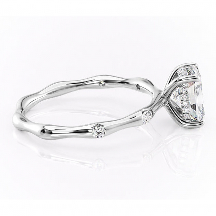 Inel de logodnă Bijou din aur Alb 14kt cu moissanite tăietură asscher – Pietre laterale rafinată pentru profil înalt | Personalizează și configurează gratuit online [2]