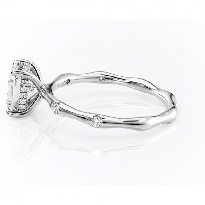 Inel de logodnă Bijou din aur Alb 14kt cu moissanite tăietură asscher – Pietre laterale rafinată pentru profil înalt | Personalizează și configurează gratuit online [6]