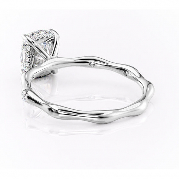 Inel de logodnă Bijou din aur Alb 14kt cu moissanite tăietură asscher – Pietre laterale rafinată pentru profil înalt | Personalizează și configurează gratuit online [4]