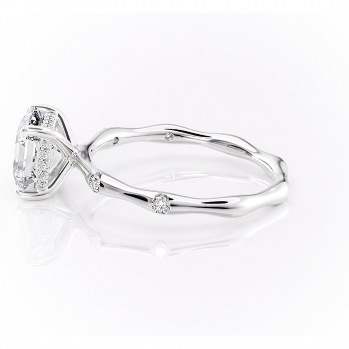 Inel de logodnă Bijou din aur Alb 14kt cu moissanite tăietură asscher – Pietre laterale rafinată pentru profil înalt | Personalizează și configurează gratuit online [6]