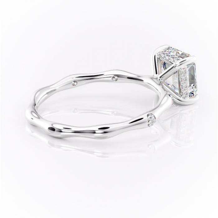 Inel de logodnă Bijou din aur Alb 14kt cu moissanite tăietură asscher – Pietre laterale rafinată pentru profil înalt | Personalizează și configurează gratuit online [3]