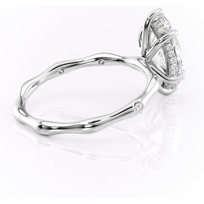 Inel de logodnă Bijou din aur Alb 14kt cu moissanite tăietură marquise – Pietre laterale rafinată pentru profil înalt | Personalizează și configurează gratuit online [3]