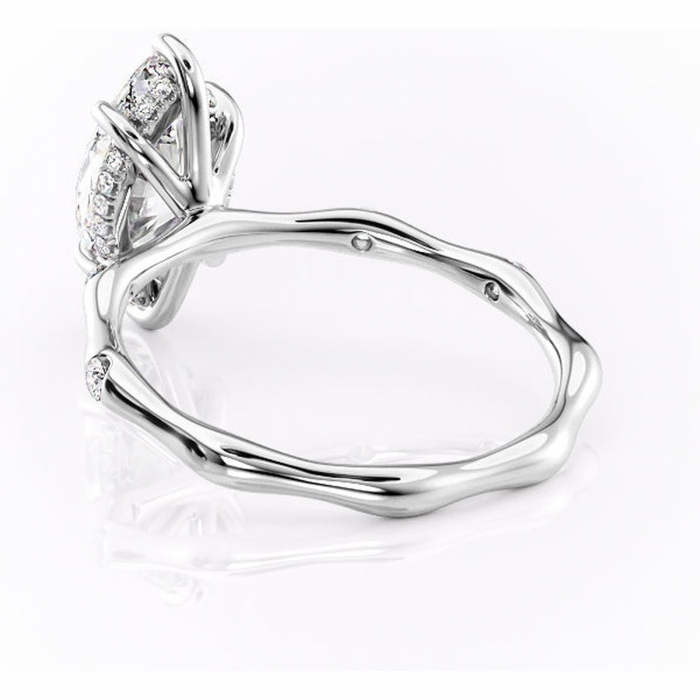 Inel de logodnă Bijou din aur Alb 14kt cu moissanite tăietură marquise – Pietre laterale rafinată pentru profil înalt | Personalizează și configurează gratuit online [4]