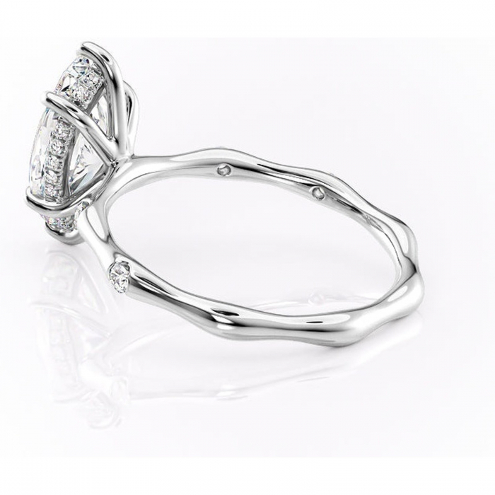Inel de logodnă Bijou din aur Alb 14kt cu moissanite tăietură marquise – Pietre laterale rafinată pentru profil înalt | Personalizează și configurează gratuit online [5]