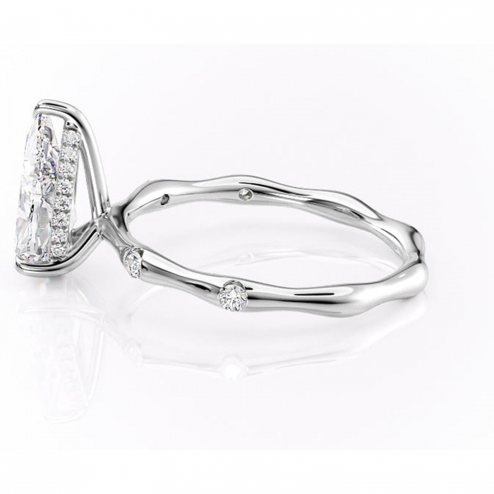 Inel de logodnă Bijou din aur Alb 14kt cu moissanite tăietură pară – Pietre laterale rafinată pentru profil înalt | Personalizează și configurează gratuit online [6]